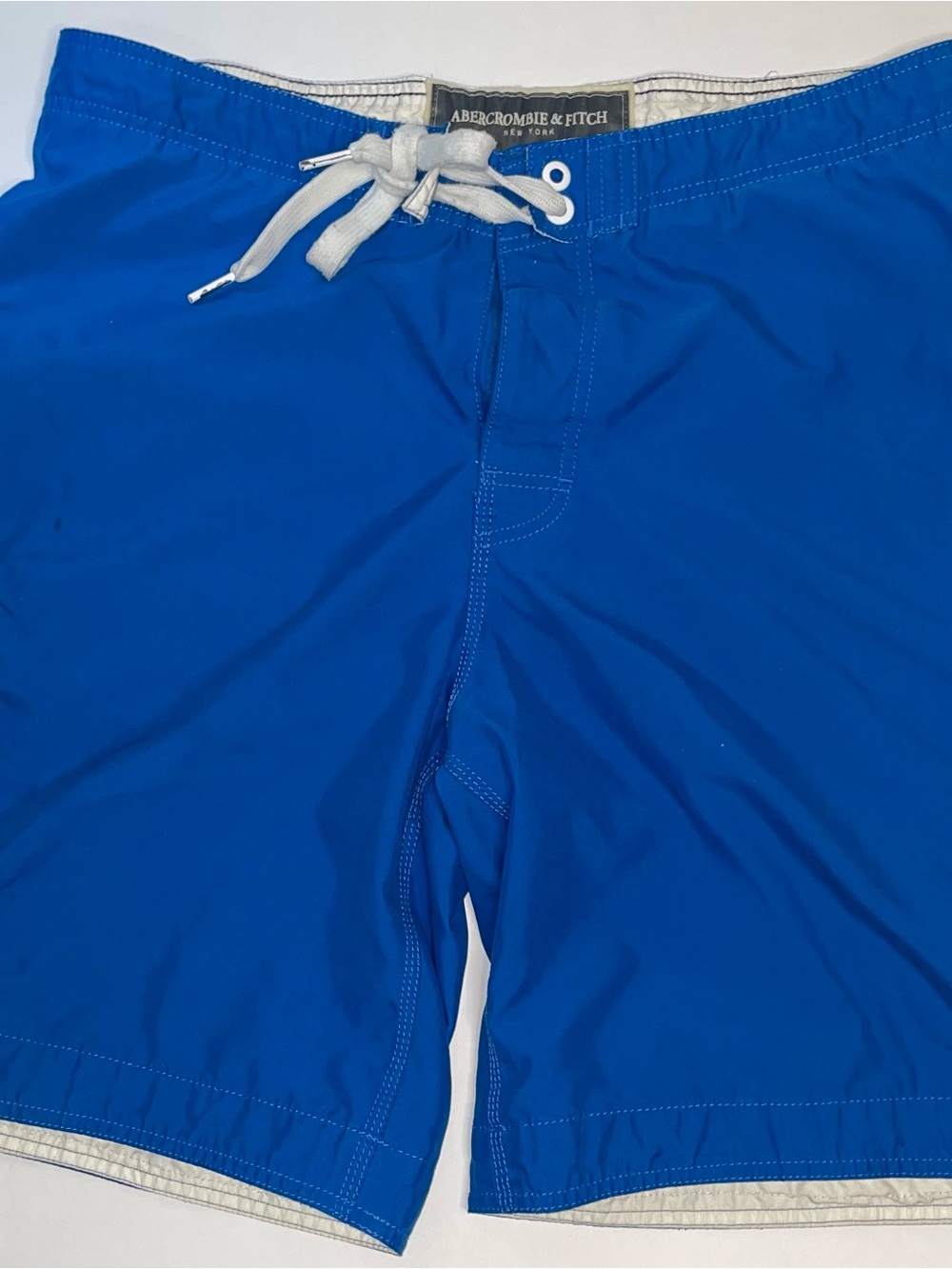 Abercrombie & Fitch Blue Navy White Moose Swim Trunks Shorts Size 36